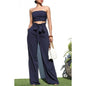 Pinstripe Smocked Top and Pants Set Ensemble in Navy [Sizes M-L]