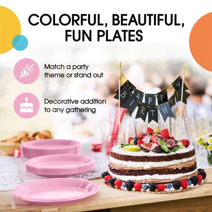 7 In. Pink Plastic Plates | 50 Count