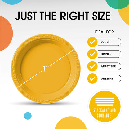 7 In. Yellow Plastic Plates | 8 Count