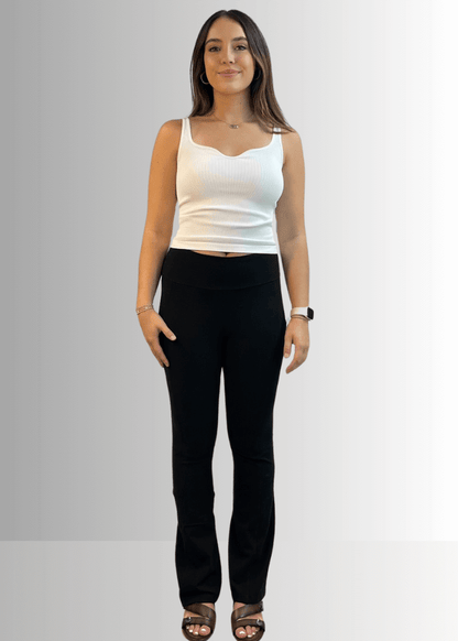 A Perfect Fit Cotton Bootcut Pocket Pants in Solid Black