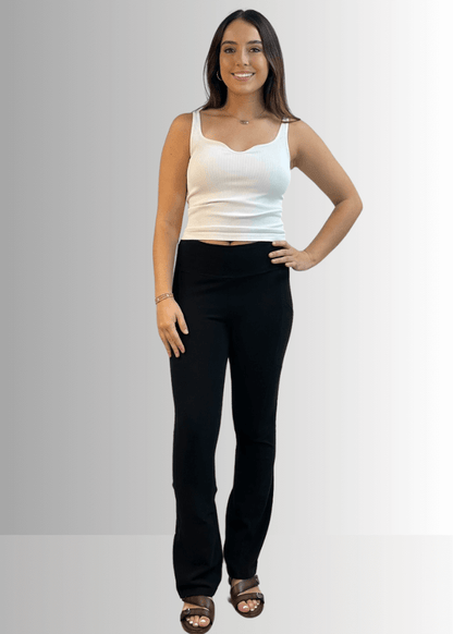 A Perfect Fit Cotton Bootcut Pocket Pants in Solid Black