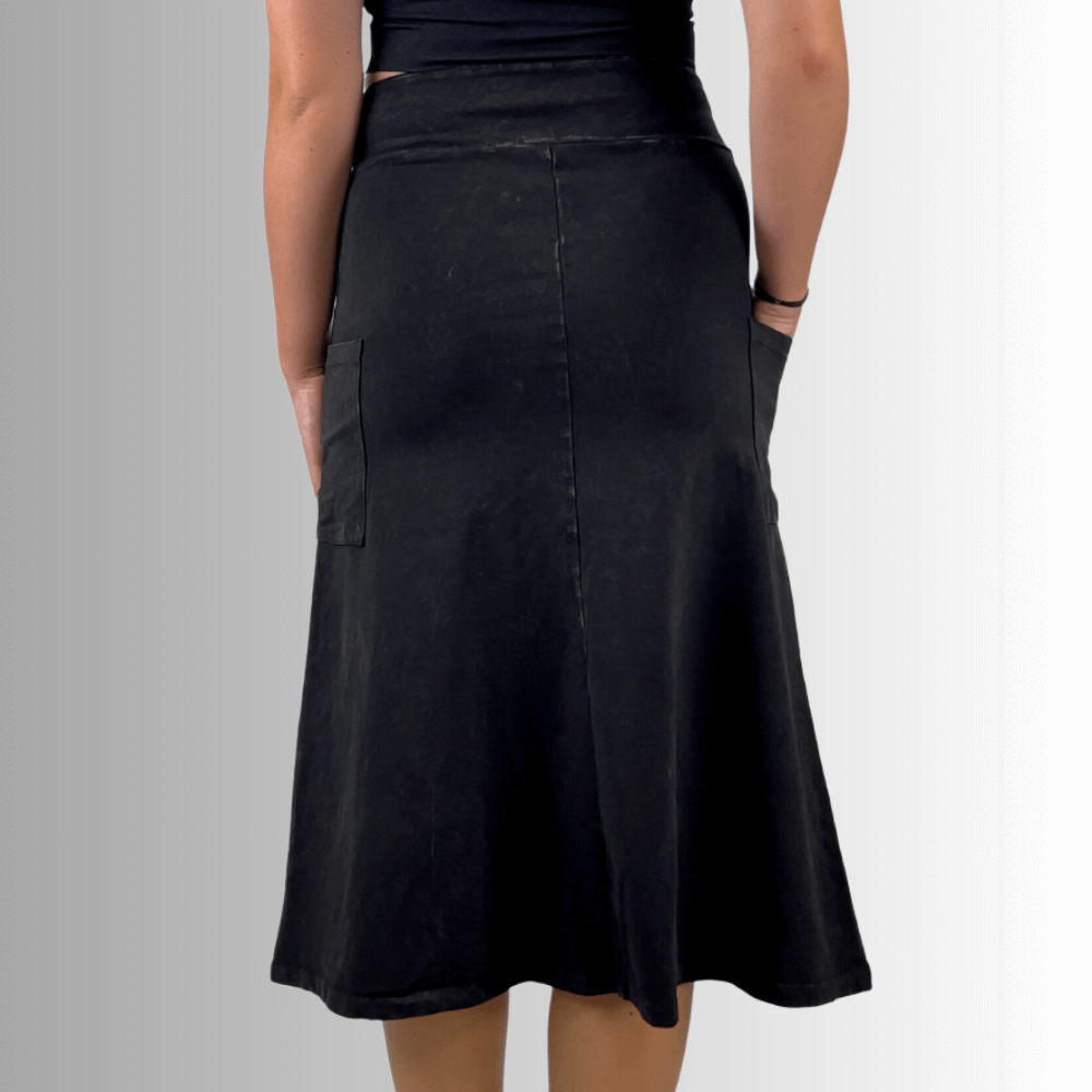 Alyssa Very Versatile Cotton Skirt Black Denim