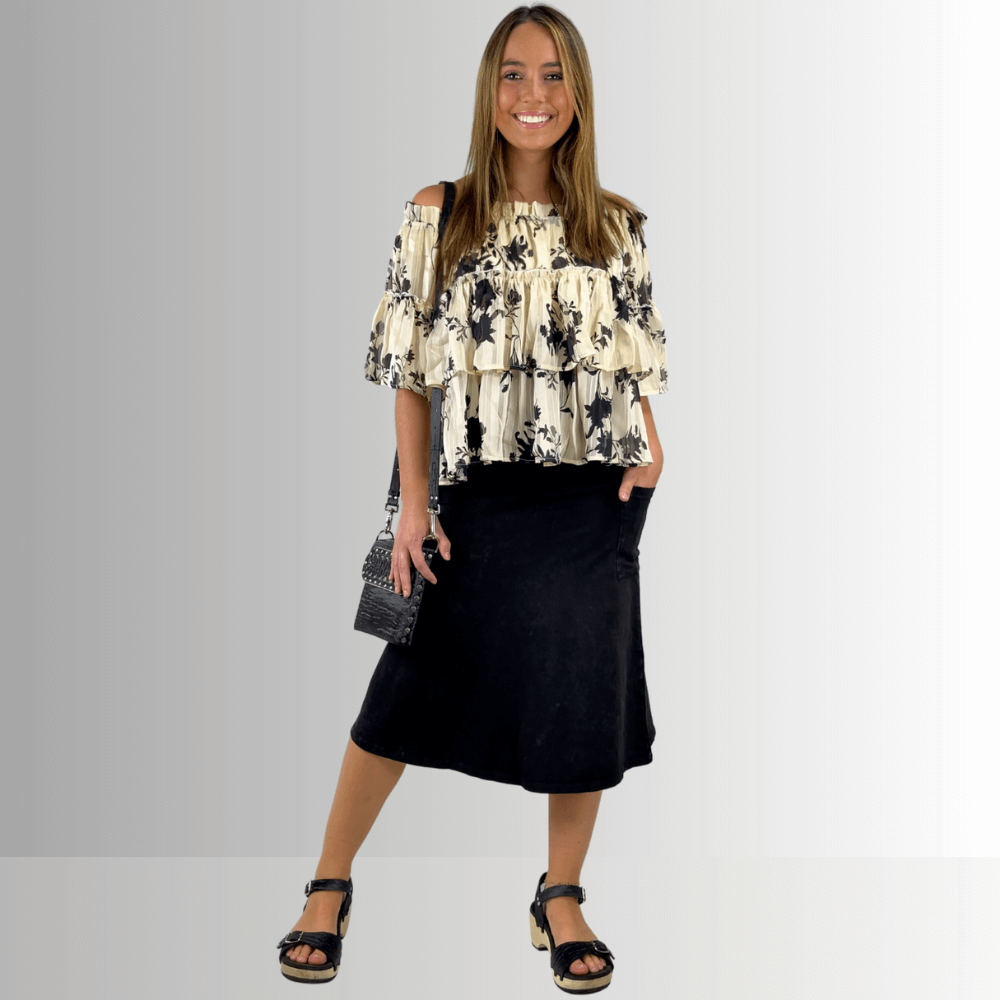 Alyssa Very Versatile Cotton Skirt Black Denim
