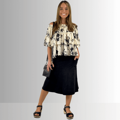 Alyssa Very Versatile Cotton Skirt Black Denim