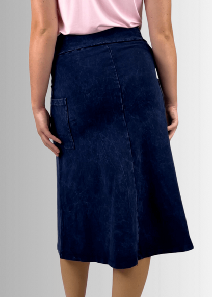 Alyssa Very Versatile Cotton Skirt in Dark Denim