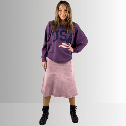Alyssa Very Versatile Cotton Skirt Pink Denim