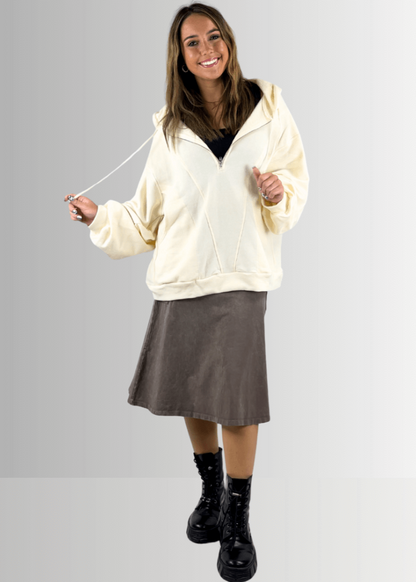 Alyssa Very Versatile Cotton Skirt in Dark Denim