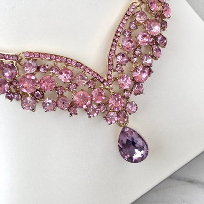 Kori - Purple Crystal 3-Piece Bridal Jewelry Set With Tiara - Available in Silver and Gold