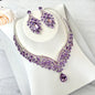 Kori - Purple Crystal 3-Piece Bridal Jewelry Set With Tiara - Available in Silver and Gold