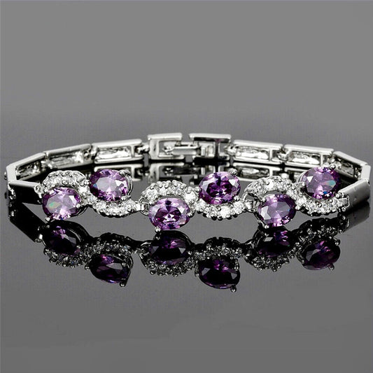 "Mila" - Purple Cubic Zirconia Bridal Bracelet