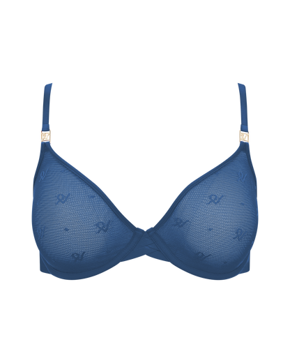 The Demi Bra In Logo Mesh - French Navy