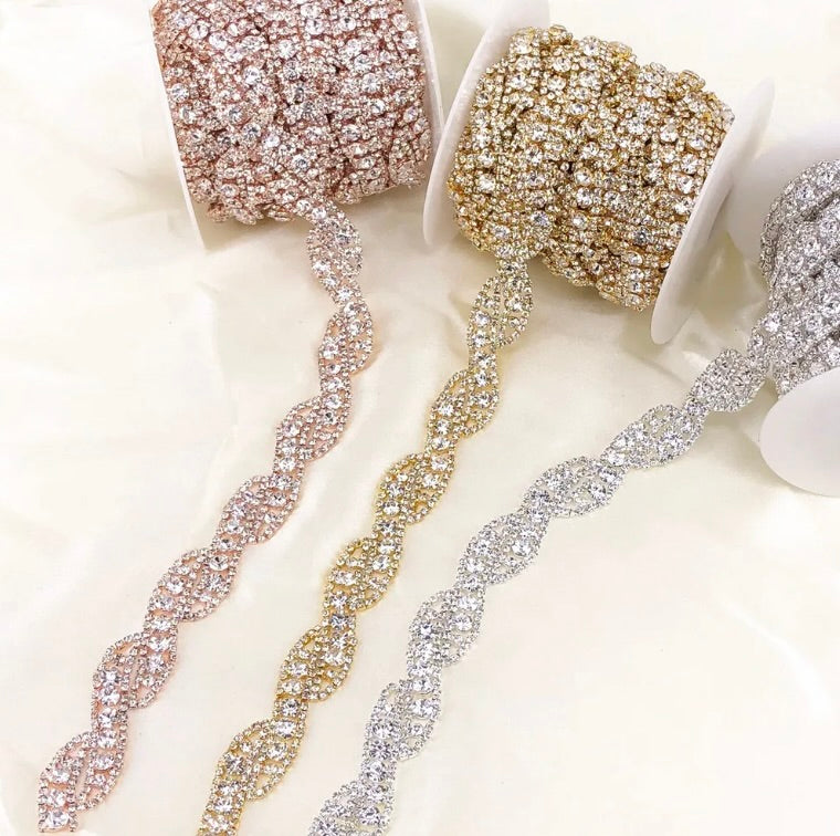 Liza - Rhinestone Bridal Belt/Sash - Available in Rose Gold, Silver and Yellow Gold