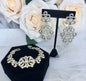 "Wynona" - Rhinestone Bridal Bracelet and Earrings Set - Available in Silver and Gold