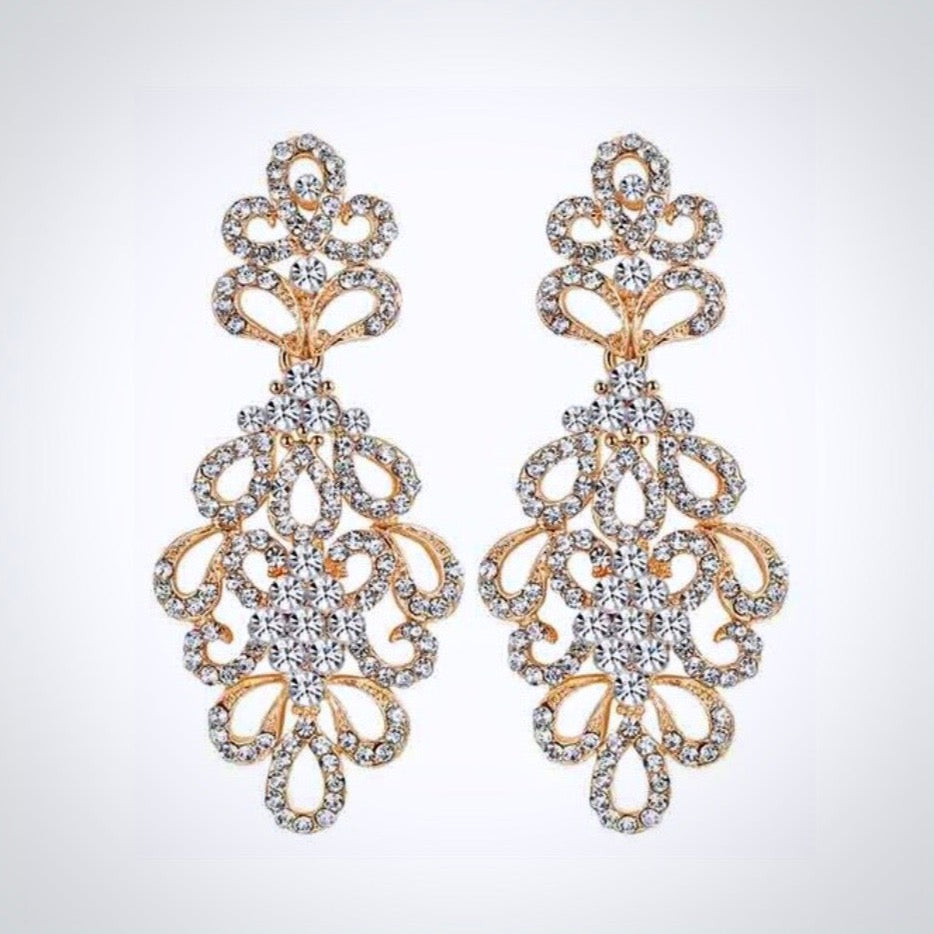 "Wynona" - Rhinestone Bridal Earrings - Available in Silver and Gold
