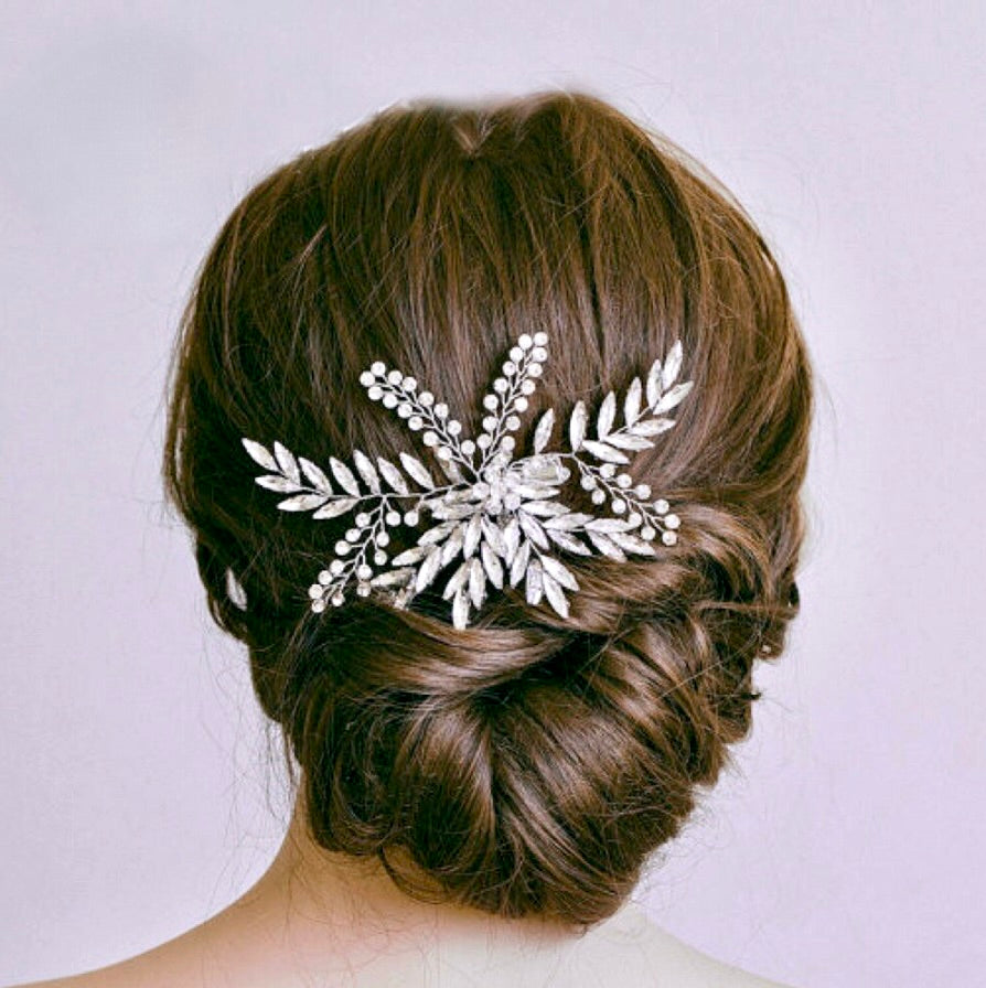 Myah - Crystal Bridal Hair Clip - Available in Silver, Rose Gold and Yellow Gold