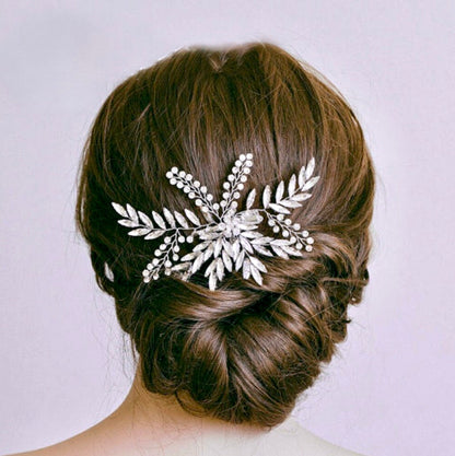 Myah - Crystal Bridal Hair Clip - Available in Silver, Rose Gold and Yellow Gold