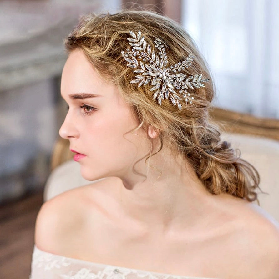 Myah - Crystal Bridal Hair Clip - Available in Silver, Rose Gold and Yellow Gold