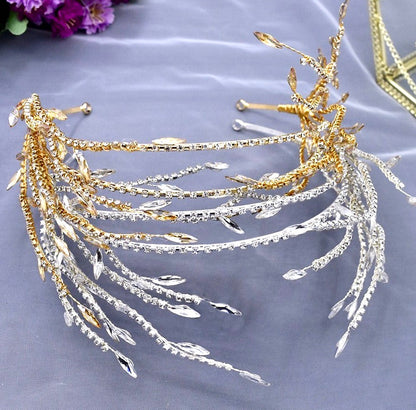 "Katiana" - Crystal Bridal Headband - Available in Silver and Yellow Gold