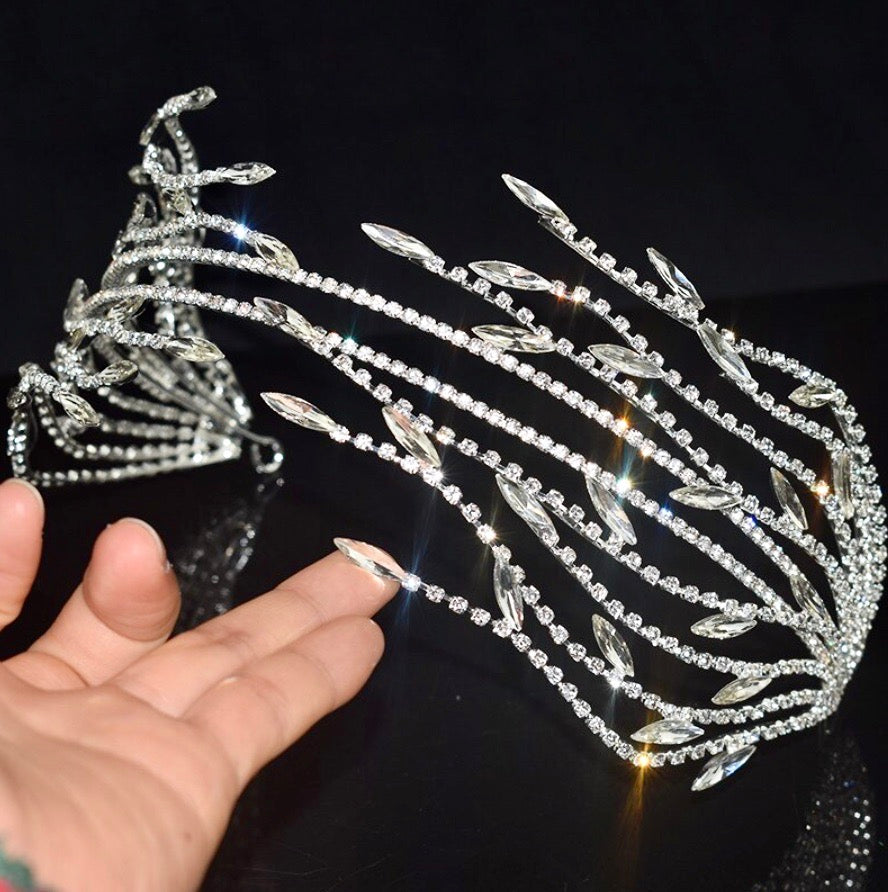 "Katiana" - Crystal Bridal Headband - Available in Silver and Yellow Gold