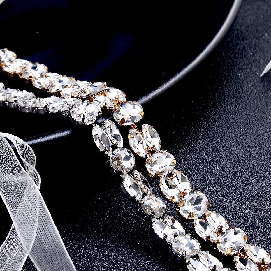 "Journey" - Classic Crystal Bridal Headband - Available in Silver and Gold