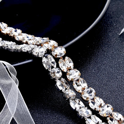 "Journey" - Classic Crystal Bridal Headband - Available in Silver and Gold