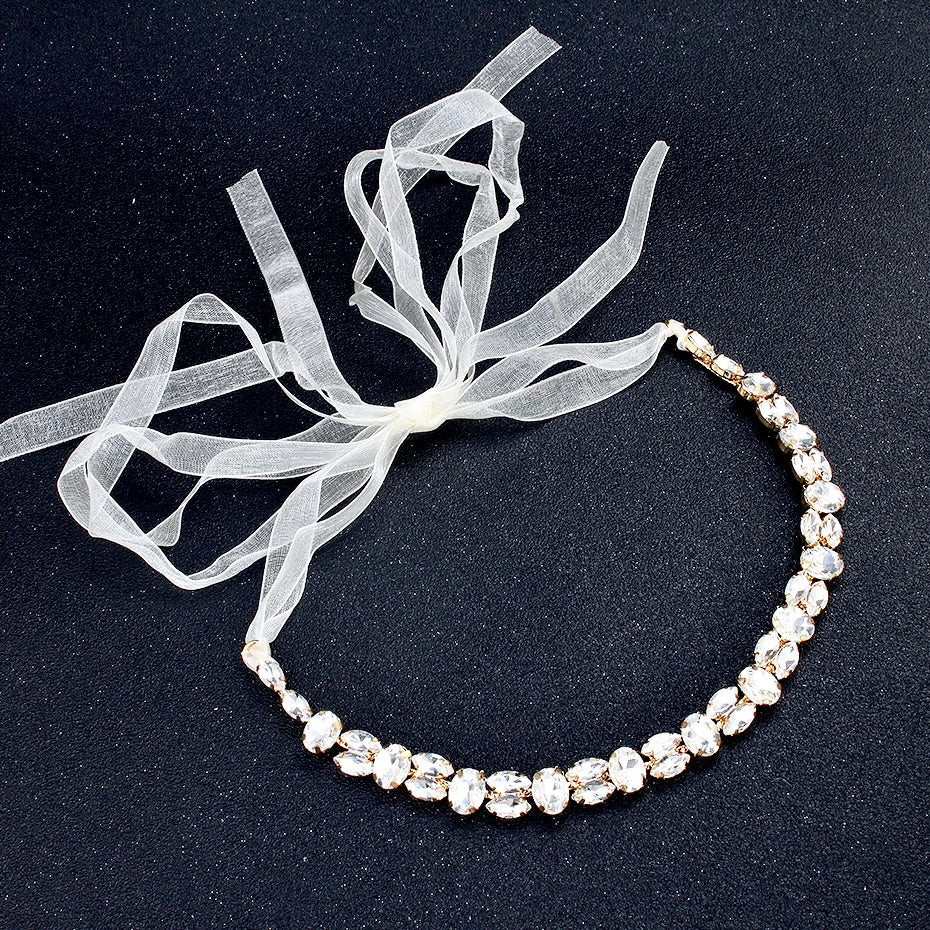 "Journey" - Classic Crystal Bridal Headband - Available in Silver and Gold