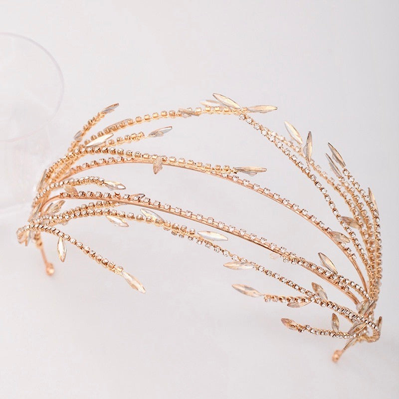 "Katiana" - Crystal Bridal Headband - Available in Silver and Yellow Gold