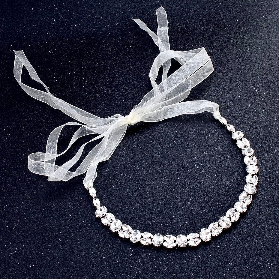 "Journey" - Classic Crystal Bridal Headband - Available in Silver and Gold
