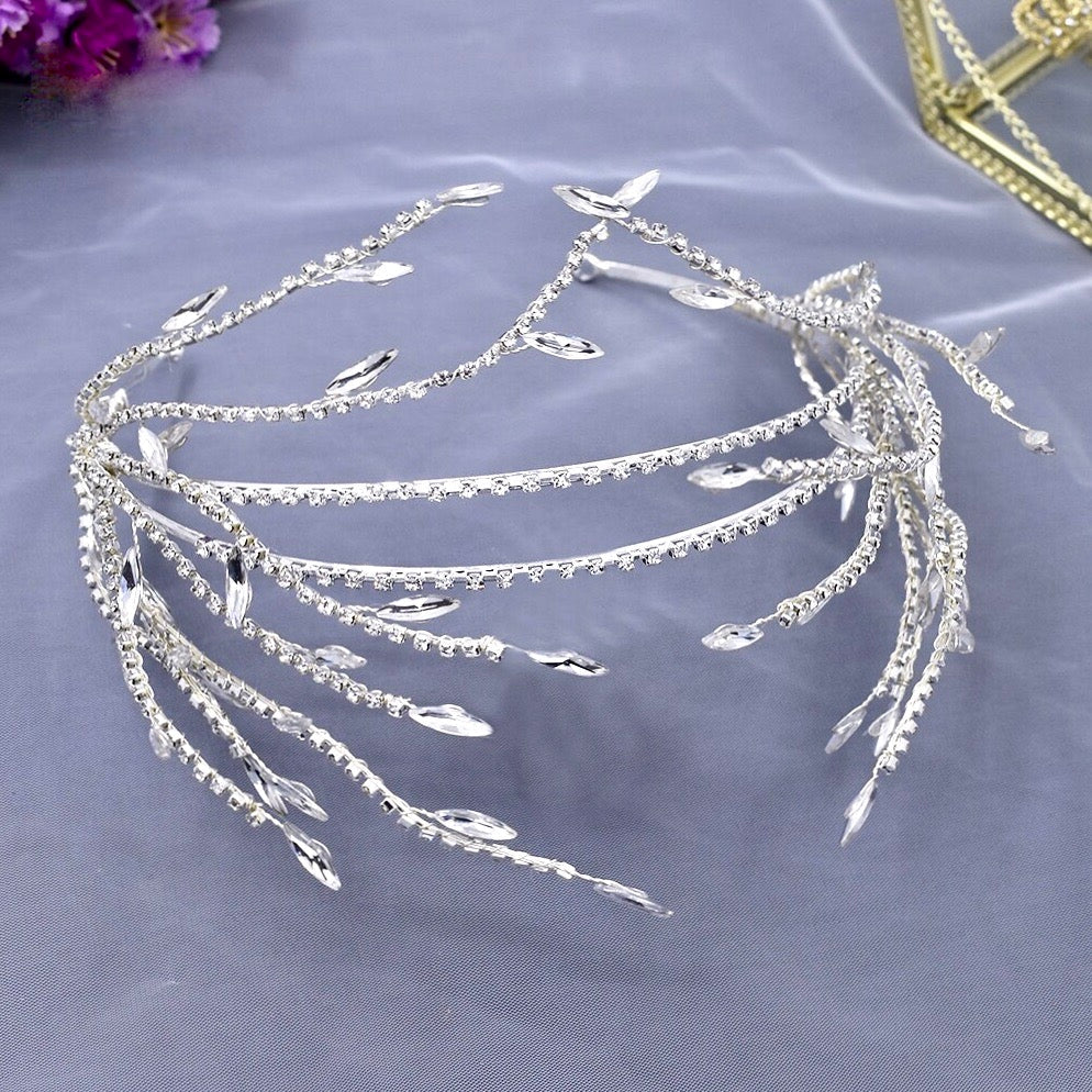 "Katiana" - Crystal Bridal Headband - Available in Silver and Yellow Gold