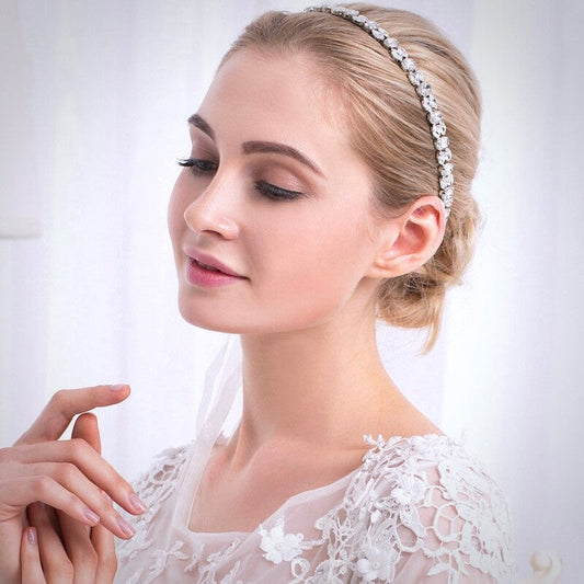 "Journey" - Classic Crystal Bridal Headband - Available in Silver and Gold