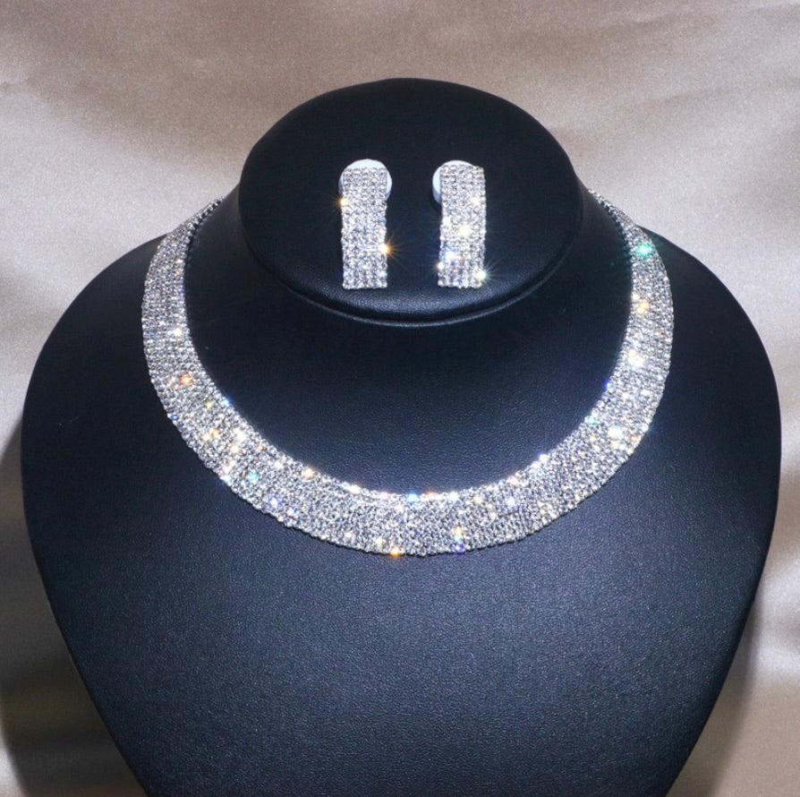 Jane - Silver Rhinestone Bridal Jewelry Set