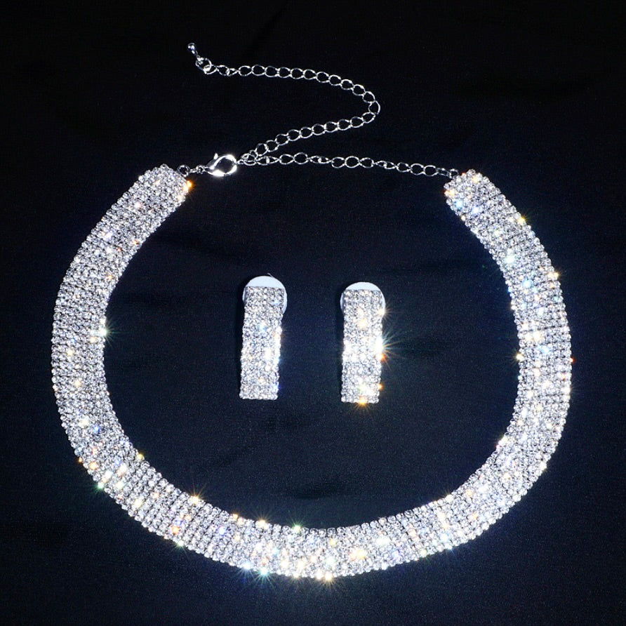 Jane - Silver Rhinestone Bridal Jewelry Set