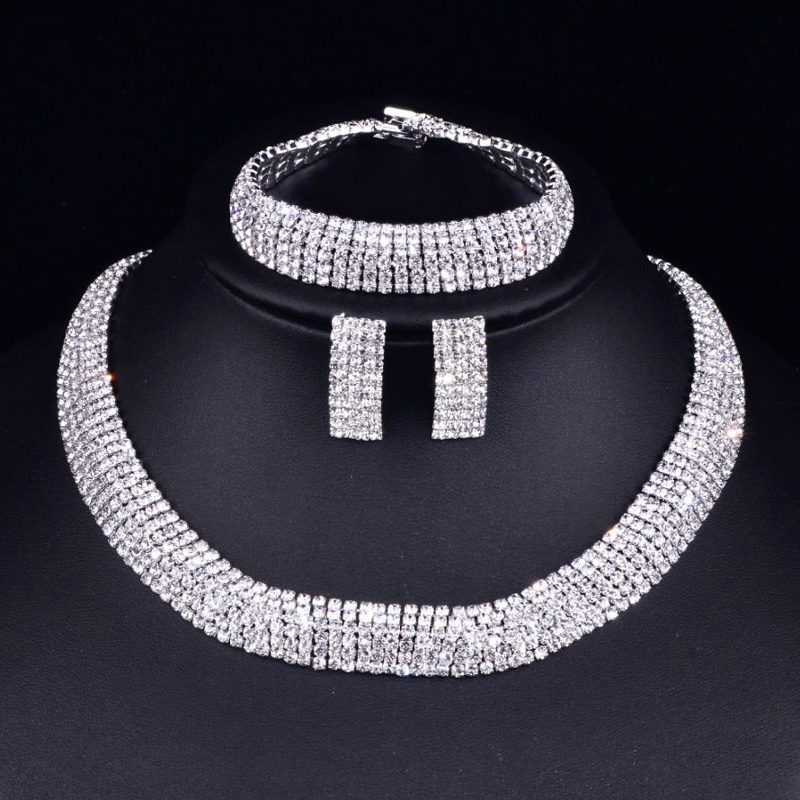 Jane - Silver Rhinestone Bridal Jewelry Set