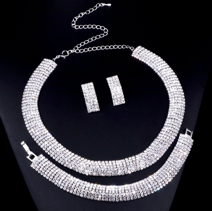 Jane - Silver Rhinestone Bridal Jewelry Set