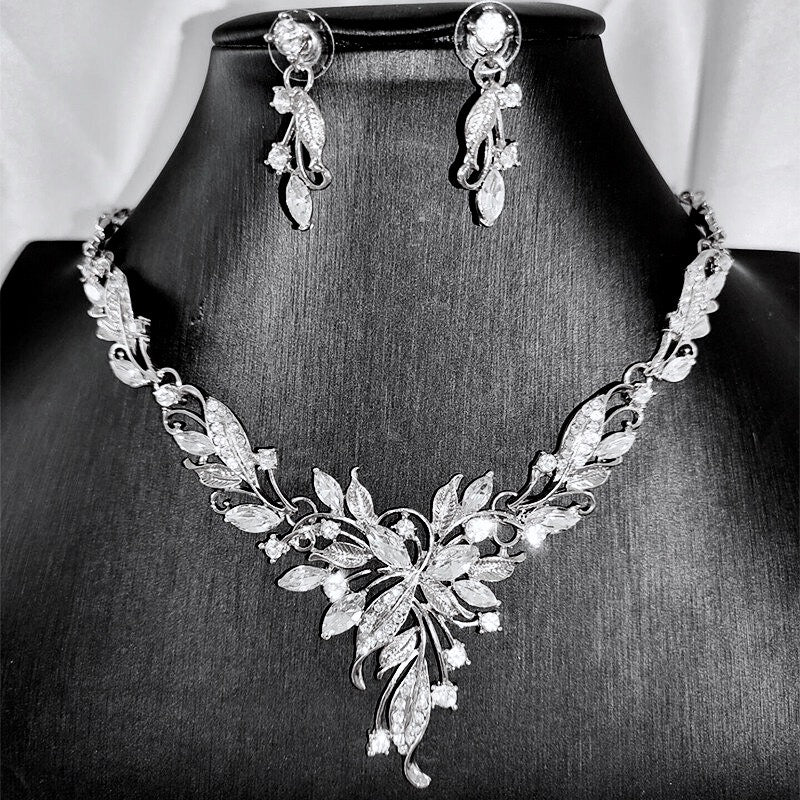 "Silvana" - Silver Cubic Zirconia 3-Piece Bridal Jewelry Set With Tiara