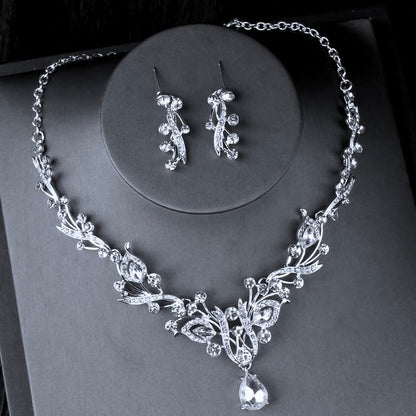Rosamund - Silver Cubic Zirconia 3-Piece Bridal Jewelry Set With Tiara