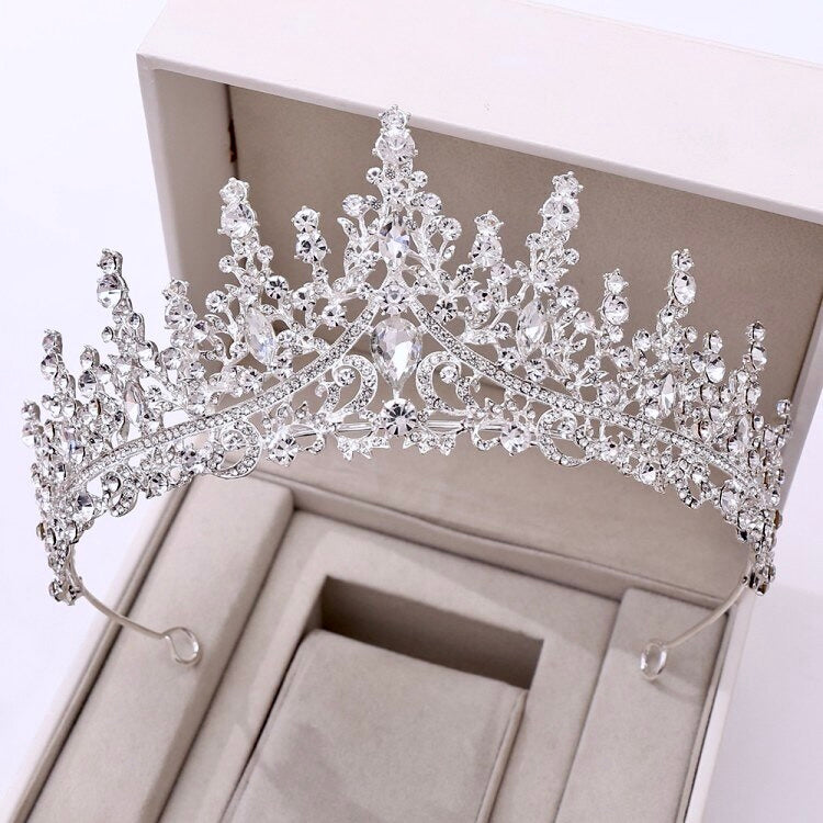 Rosamund - Silver Cubic Zirconia 3-Piece Bridal Jewelry Set With Tiara