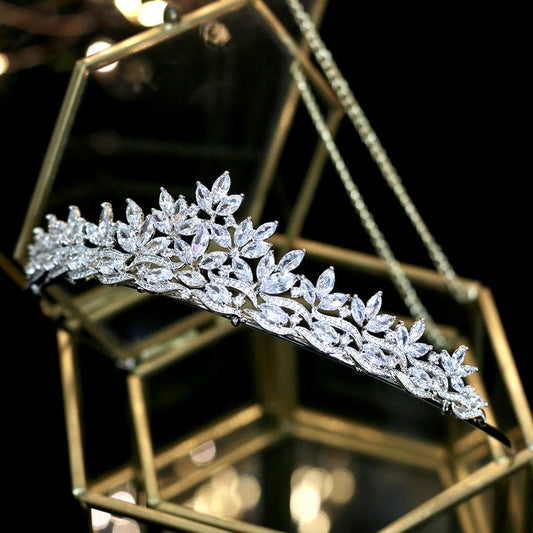 Rachel - Wedding Rhinestone Tiara - Available in Silver, Yellow Gold and Rose Gold