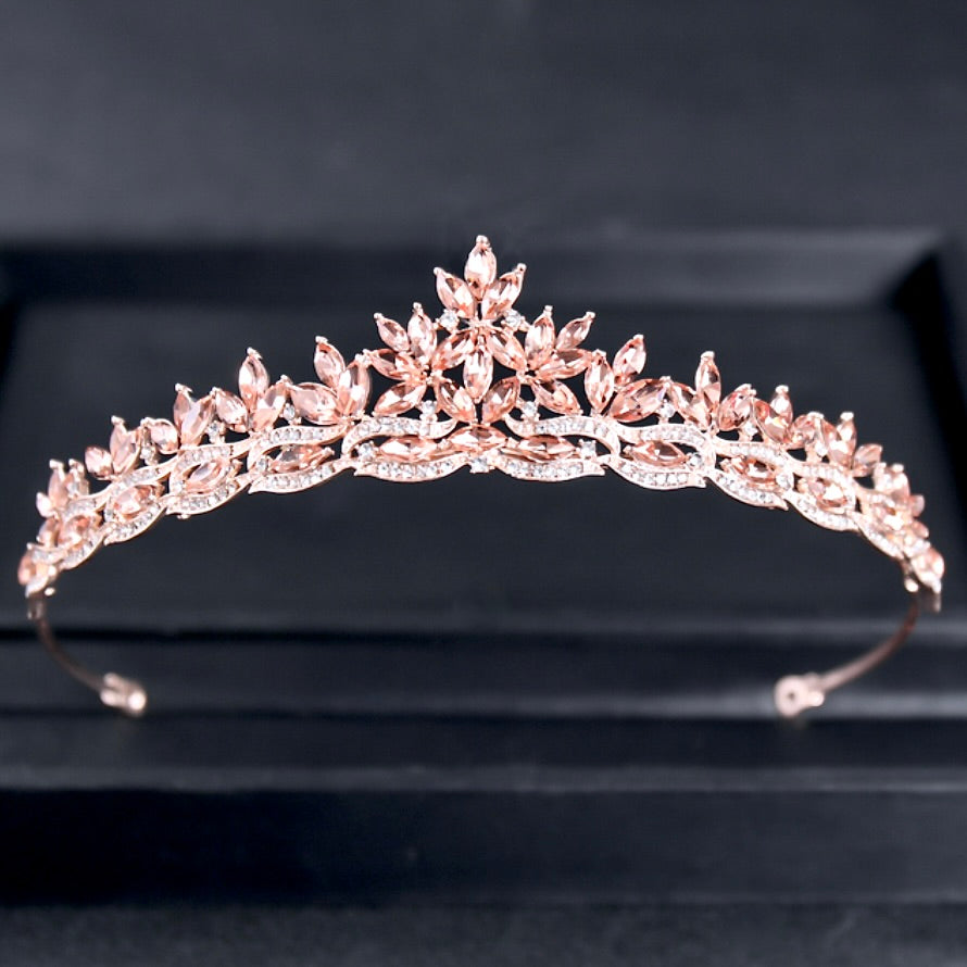 Rachel - Wedding Rhinestone Tiara - Available in Silver, Yellow Gold and Rose Gold
