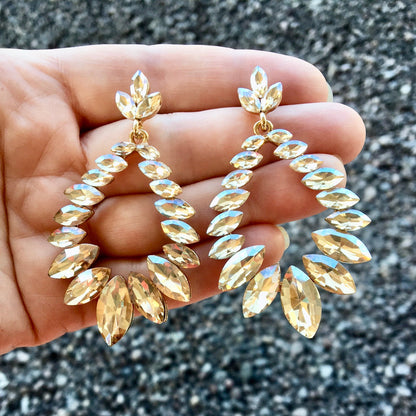 "Olive" - Crystal Bridal Earrings - Available in Silver and Gold