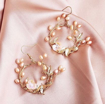 "Floriana" - Romantic Freshwater Pearl Bridal Earrings