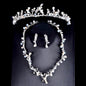 "The Fairy" - Pearl and Cubic Zirconia Bridal 3-Piece Jewelry Set With Tiara - Available in Yellow Gold and Silver