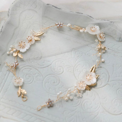 Jolie - Gold Opal and Pearl Bridal Headband