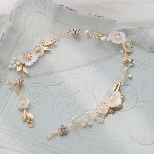 Jolie - Gold Opal and Pearl Bridal Headband