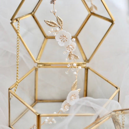 Jolie - Gold Opal and Pearl Bridal Headband