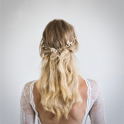 Jolie - Gold Opal and Pearl Bridal Headband