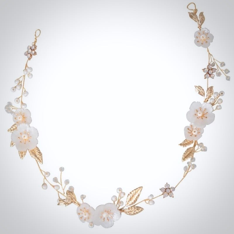 Jolie - Gold Opal and Pearl Bridal Headband
