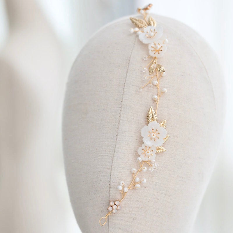 Jolie - Gold Opal and Pearl Bridal Headband