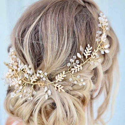 "Harley" - Romantic Pearl Bridal Headband - Available in Gold and Silver
