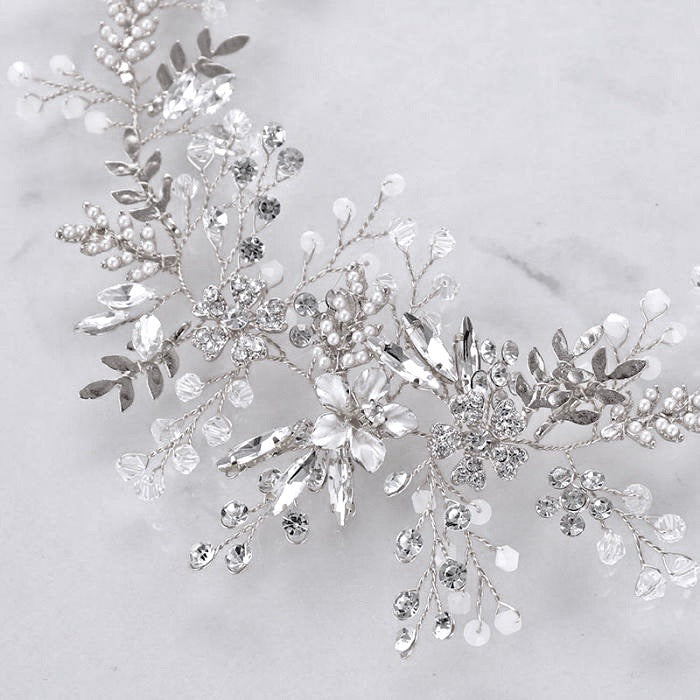 "Harley" - Romantic Pearl Bridal Headband - Available in Gold and Silver